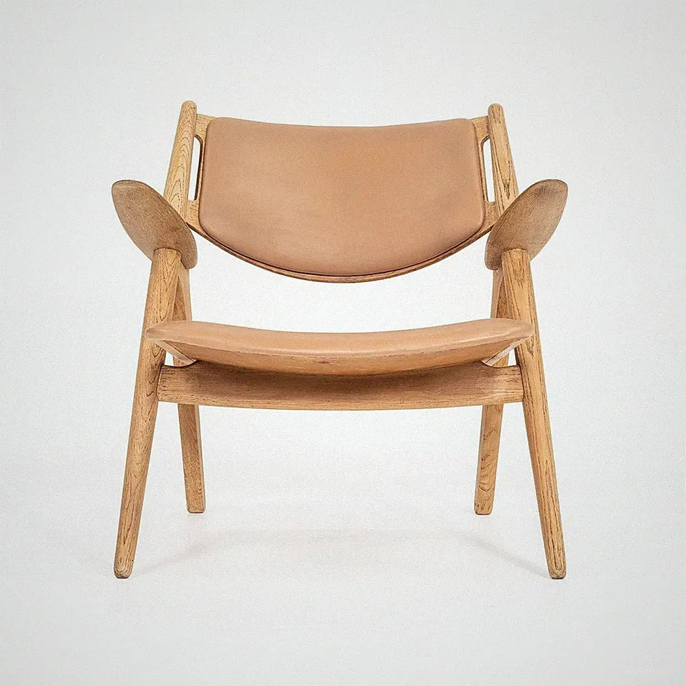 1960s Hans Wegner for Carl Hansen & Son CH28P Sawbuck Oak & Leather Lounge Chair