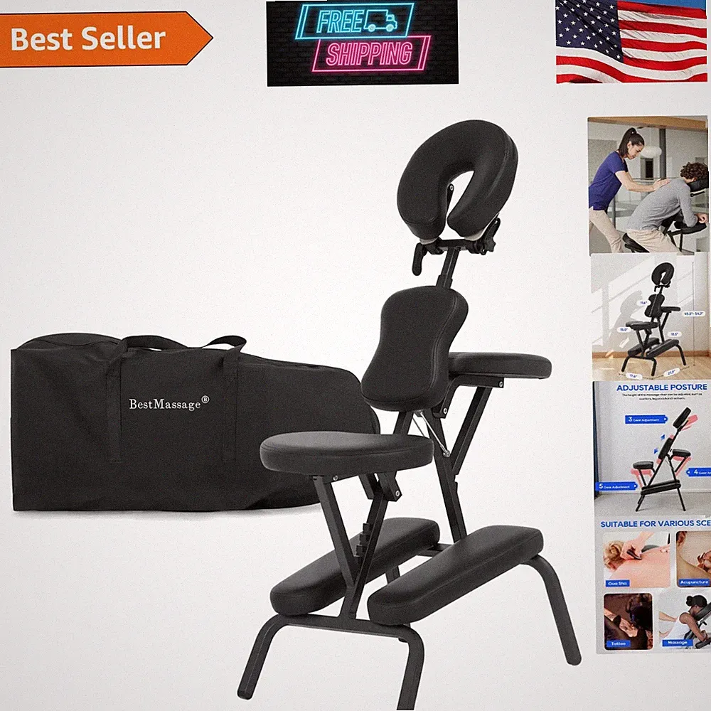 Lightweight Foldable Massage Chair with Cushion & Adjustable Face Cradle