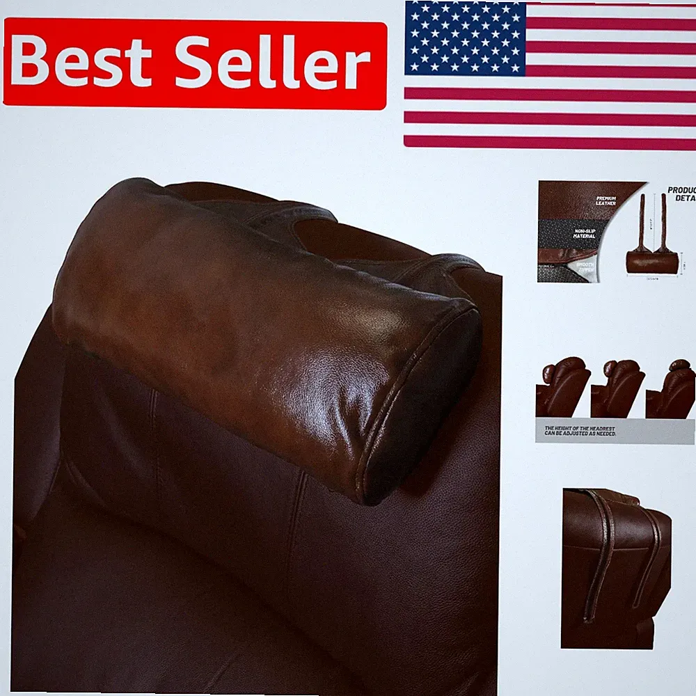 Luxury Genuine Leather Neck Support Pillow - Ergonomic Recliner Headrest