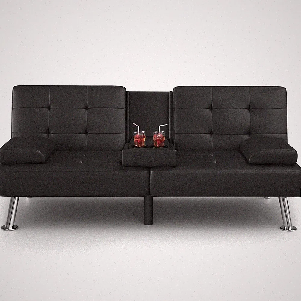 New Modern Futon Sofa Bed Couch Convertible Folding Recliner Faux Leather